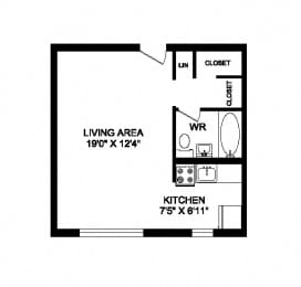 Floor Plan  Studio, 1 bath, spacious, elegant units at 641 Vaughan Road in Toronto, ON
