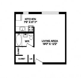 Floor Plan  Studio, 1 bath, upscale, open concept units at 641 Vaughan Road in Toronto, ON