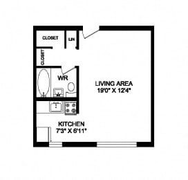 Floor Plan  Studio, 1 bath, high end, spacious apartments at 641 Vaughan Road in Toronto, ON