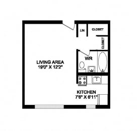 Floor Plan  Studio, 1 bath, high end, modern apartments at 641 Vaughan Road in Toronto, ON