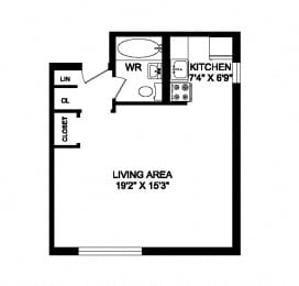Floor Plan  Studio, 1 bath, spacious, elegant units at 641 Vaughan Road in Toronto, ON