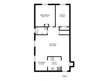 Floor Plan  2 bed, 1 bath, enjoy relaxed, comfortable living at 162 Berry Road in Toronto, ON