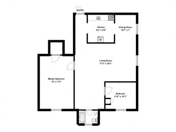 Floor Plan  2 bed, 1 bath, relax in efficient, comfortable suites at 162 Berry Road in Toronto, ON