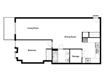 Floor Plan  1 bed, 1 bath, high quality units with balconies at Angus House in Toronto, ON