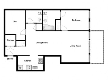 Floor Plan  1 bed, 2 bath, luxurious bachelor suites at Angus House in Toronto, ON