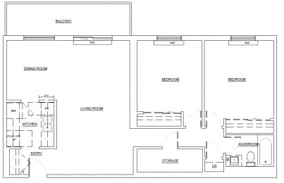 Floor Plan 2 Bed 1 Bath B