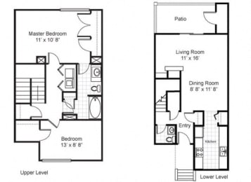 2 Bedroom, 1.5 Bath Townhome at Emory Woods Apartments, Durham, NC.