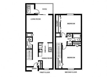  Floor Plan 2 Bedroom Town