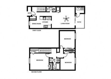  Floor Plan 3 Bedroom Town