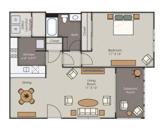 A1 floorplan at West Wind Landing, Savannah, GA, 31410