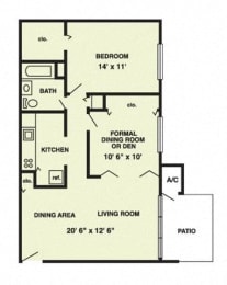 A1 Floor Plan at The Palms, Charleston, SC
