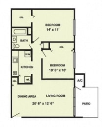 B1 Floor Plan at The Palms, Charleston, 29407