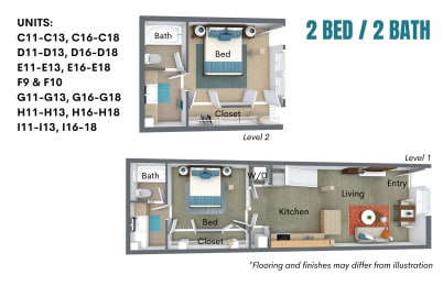  Floor Plan 2 Bedroom / 2 Bath