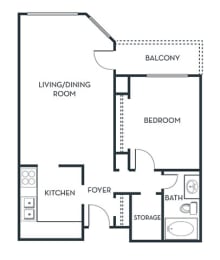  Floor Plan 1 BEDROOM (A1) Remodeled
