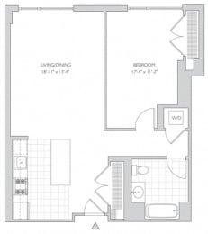 one-bedroom apartment floor plan