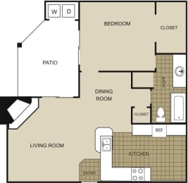 1 Bedroom 1 Bath Floor Plan at Northgreen at Carrollwood, Tampa, 33624