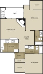2 Bedroom 2 Bathroom Floor Plan at Northgreen at Carrollwood, Florida