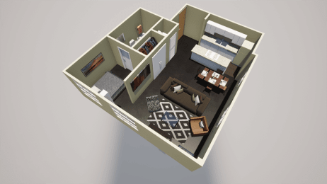 1 bed 1 bath apt floor plan in downtown little rock