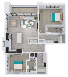 2 bed 2 bath floor plan at 44 Washington, Missouri
