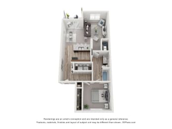  Floor Plan 1 Bedroom, 1 Bathroom