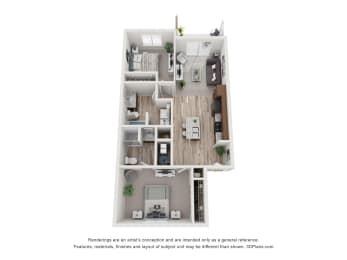  Floor Plan 2 Bedrooms, 2 Bathrooms