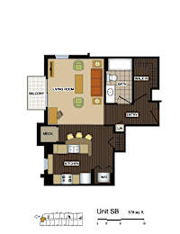 2d floorplan of a Studio apartment with one bathroom.