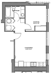  Floor Plan 1 Bedroom Style H