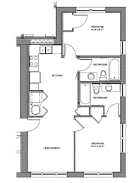  Floor Plan 2 Bedroom - Style A