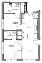  Floor Plan 2 Bedroom Style D