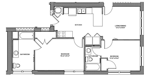  Floor Plan 2 Bedroom Style K
