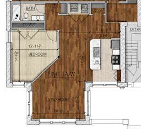 1 bedroom South Floorplan