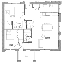  Floor Plan 2 Bedroom - Style B