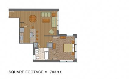  Floor Plan 1 Bedroom South