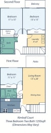  Floor Plan Three Bed Two Bath Kimball III