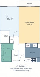  Floor Plan One Bed One Bath Kimball I