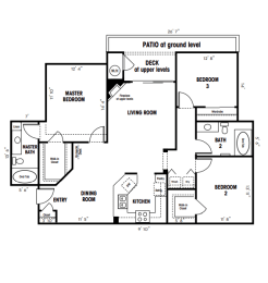3 bed 2 bath floor plan at Canyon Crest, Riverside, California