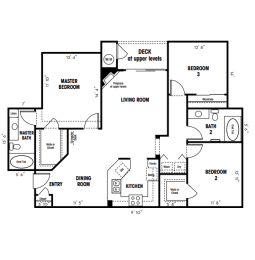 3 bed 2 bath floor plan A at Canyon Crest, Riverside