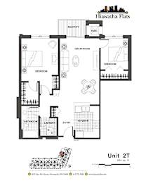 2d floorplan of a 2 bedroom, 1 bathroom unit