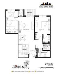 2d floorplan of a 2 bedroom, 1 bathroom unit