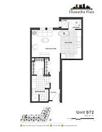 2d floorplan of a Studio apartment with one bathroom.
