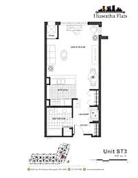 2d floorplan of a Studio apartment with one bathroom.