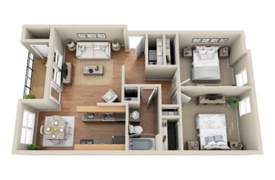 Floor Plan 2 Bedroom  1 Bathroom