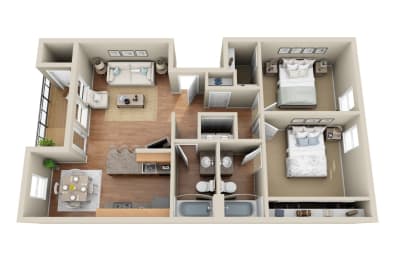  Floor Plan 2 Bedroom  2 Bathroom