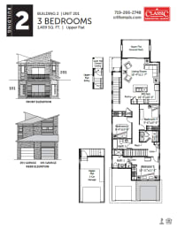  Floor Plan Building 2 Upper - 3 Bedroom