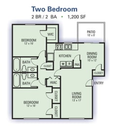 Floor Plan  Maplewood Pointe Two Bedroom