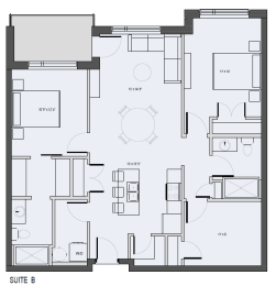  Floor Plan SUITE B - 2 Bed, 2 Bath, Den