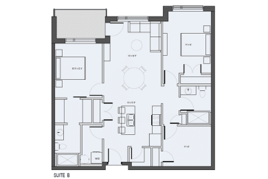  Floor Plan SUITE B2 - 2 Bed, 2 Bath + Den