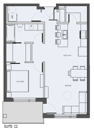  Floor Plan SUITE C2 - 1 Bed, 1 Bath