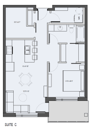  Floor Plan SUITE C - 1 Bed, 1 Bath, Den