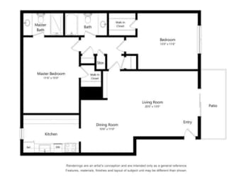 2 Bed 2 Bath Floor Plan | 1,260 Sq. Ft. at Chevy Chase, Austin, Texas